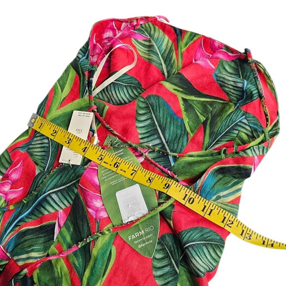 Farm Rio Linen Blend Dream Garden Strappy Drop Waist Midi Dress, Boho, XXS - Picture 10 of 13